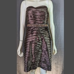 Brown Layered Beaded Strapless Party Dress 6